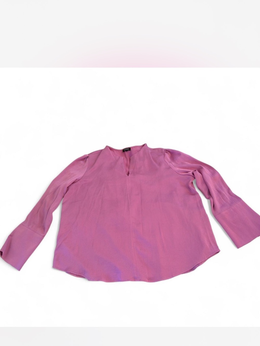 Jones New York Rose-Pink Long-Sleeve Split-Neck Blouse